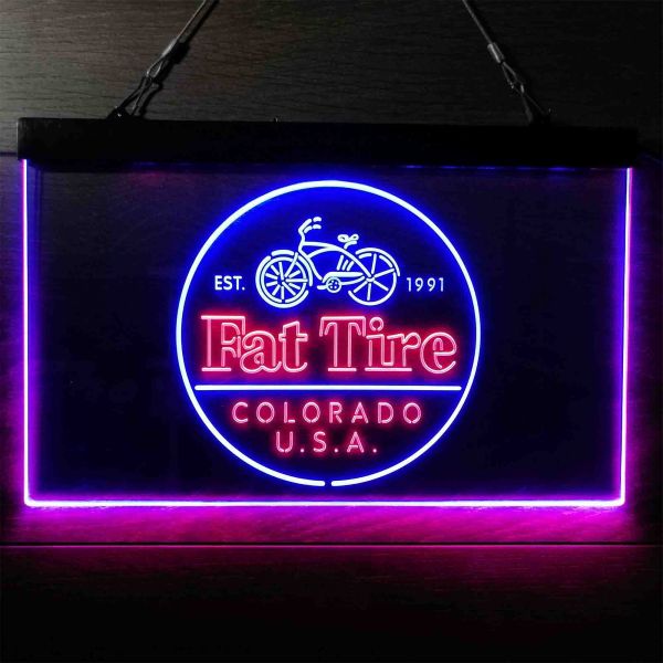 Fat Tire Logo Dual LED Neon Light Sign